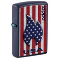 Zippo Patriotic Flame Design Navy Matte Pocket Lighter 48560